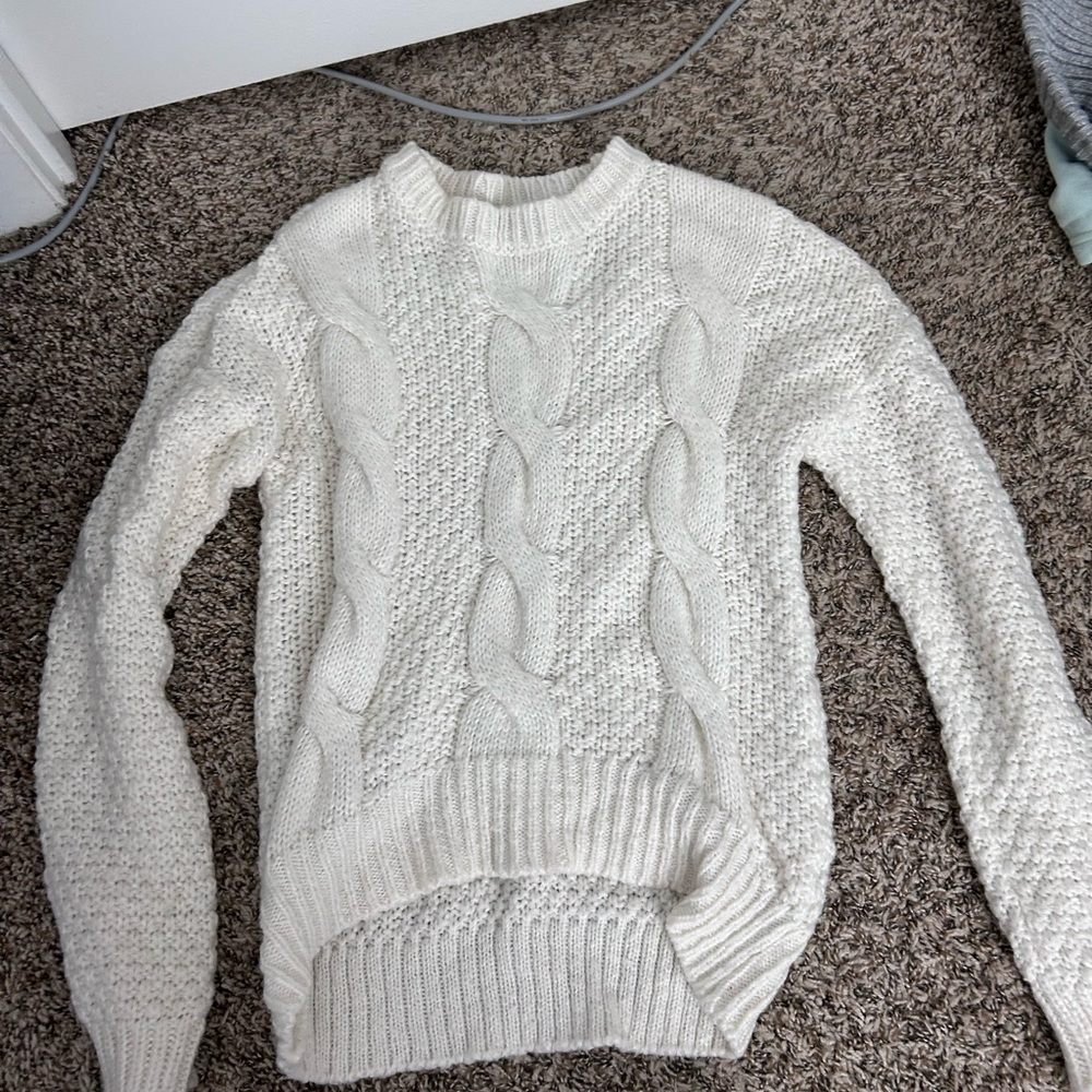 Cozy White Cable Knit Sweater